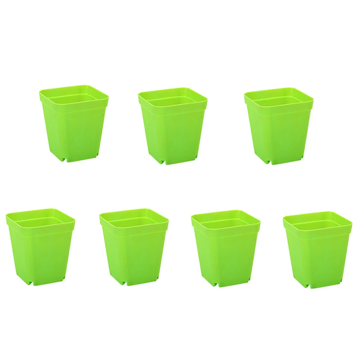 Candy Colors Mini Square Plastic Plants Flower Pots Home Garden Office Succulent Plant Pot Greenhouse Nursery Trays 7 Pieces: Green / Thin