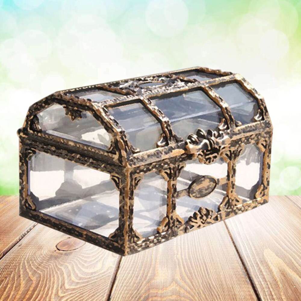 2 Stuks Transparant Piraat Schatkist Crystal Jewelry Box Organizer Trinket Aandenken Schat Borst