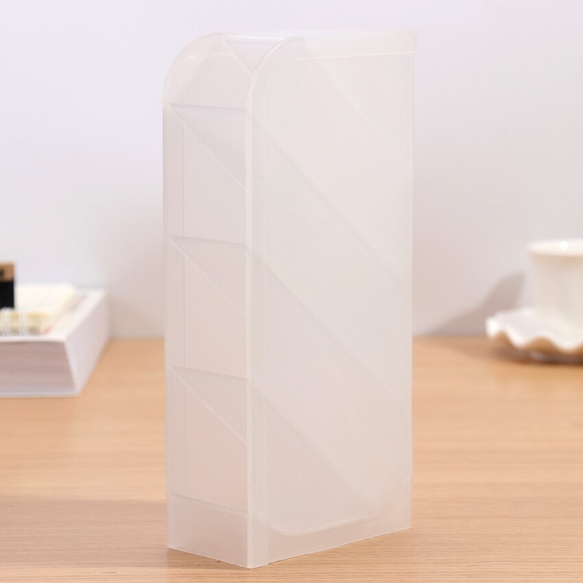 Multi-función 4 rejilla porta pluma de escritorio Oficina escuela almacenamiento caso claro blanco negro plástico caja escritorio pluma lápiz organizador 1PC: Blanco