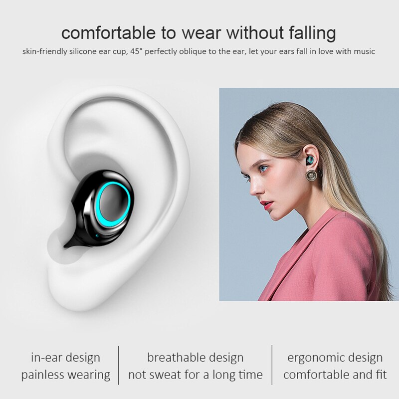Écouteurs sans fil Bluetooth Brightside TWS 9D écouteurs de sport stéréo pour téléphone portable avec boîte de charge 3500mAh