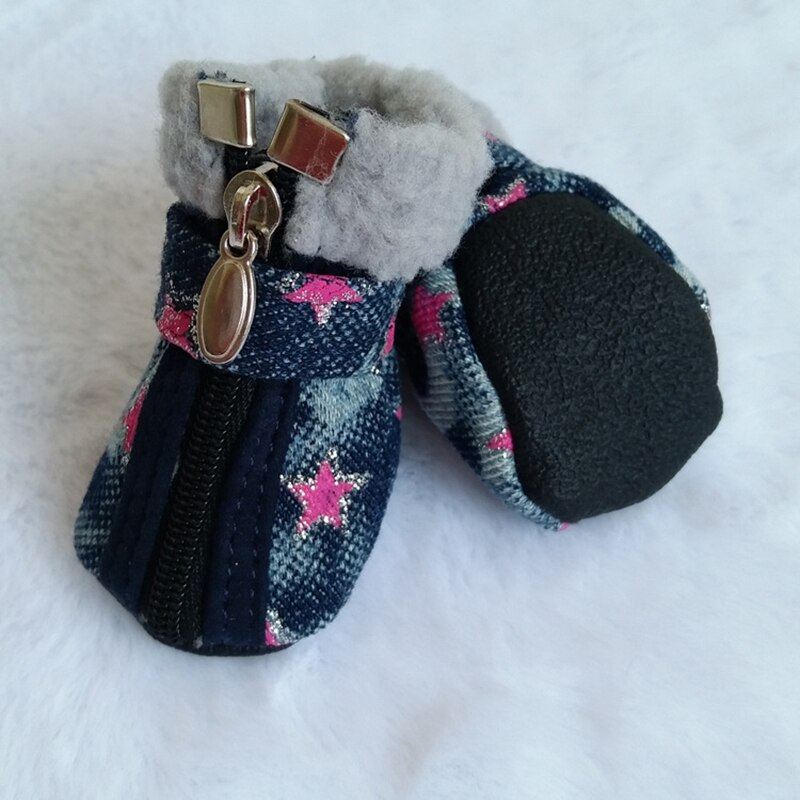 Pet Dog Boots Shoes for Chihuahua Winter Warm Snow Boots for Small Dogs Cats Anti Slip Zipper Casual Pet Shoes Puppy Sneakers