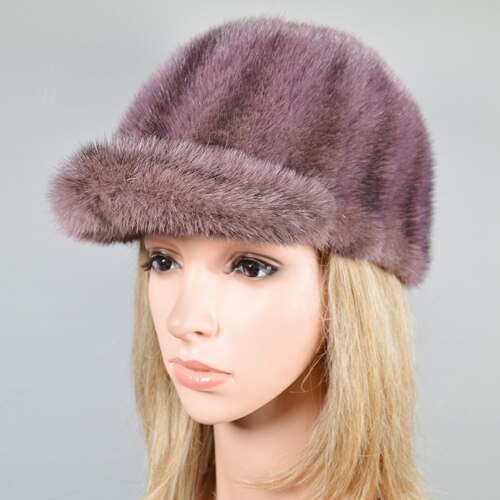 2020 vendita calda nuovi cappelli di paglia di visone reale cappelli da donna per il tempo libero all'aperto cappelli di pelliccia di visone naturale al 100% cappelli all'ingrosso e al dettaglio: purple pink