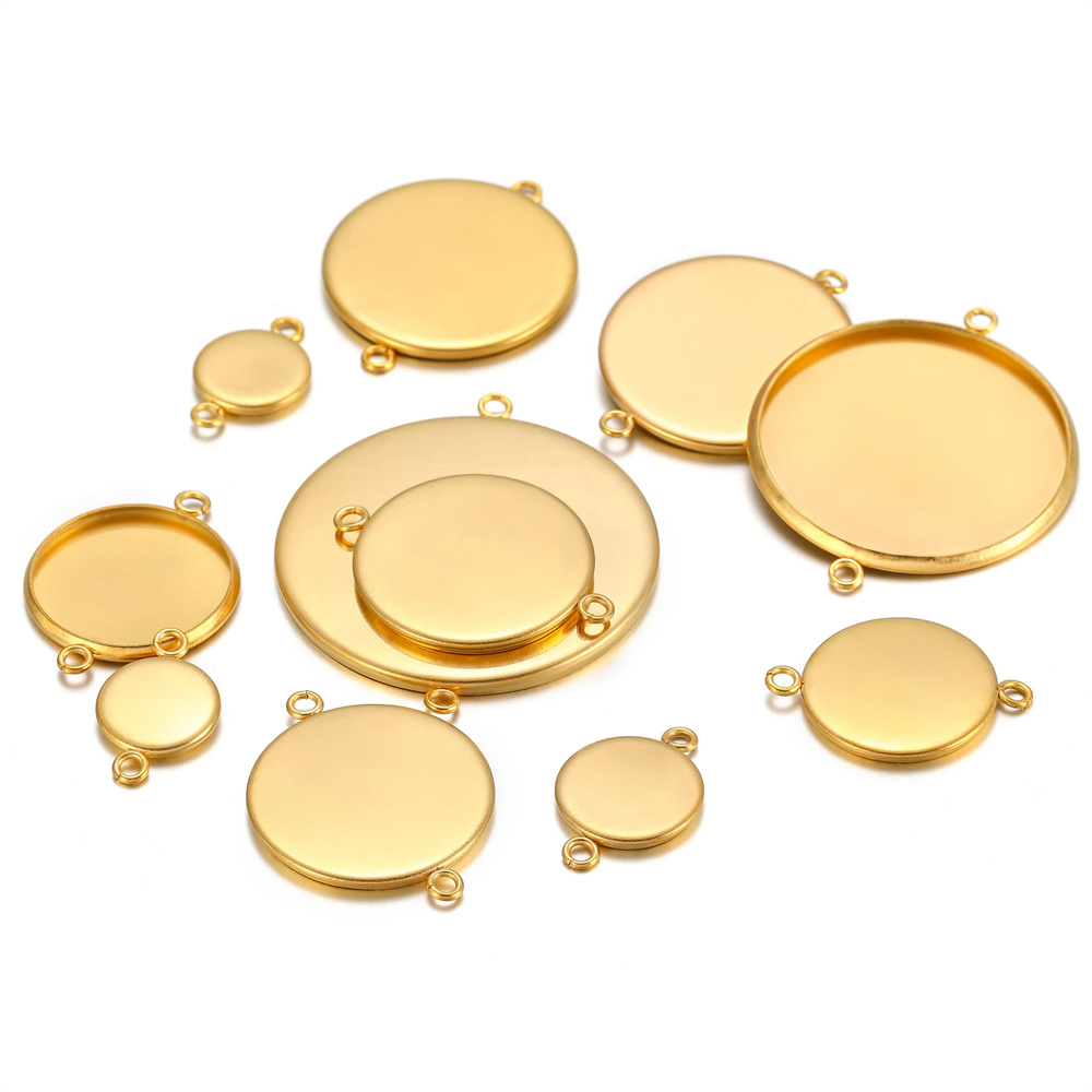 Configuración de Base de camafeo de cabujón de acero inoxidable, 6, 8, 10, 12, 14, 16, 18, 20, 25, 30mm, bandeja colgante para collar, pulsera, fabricación de joyas Diy