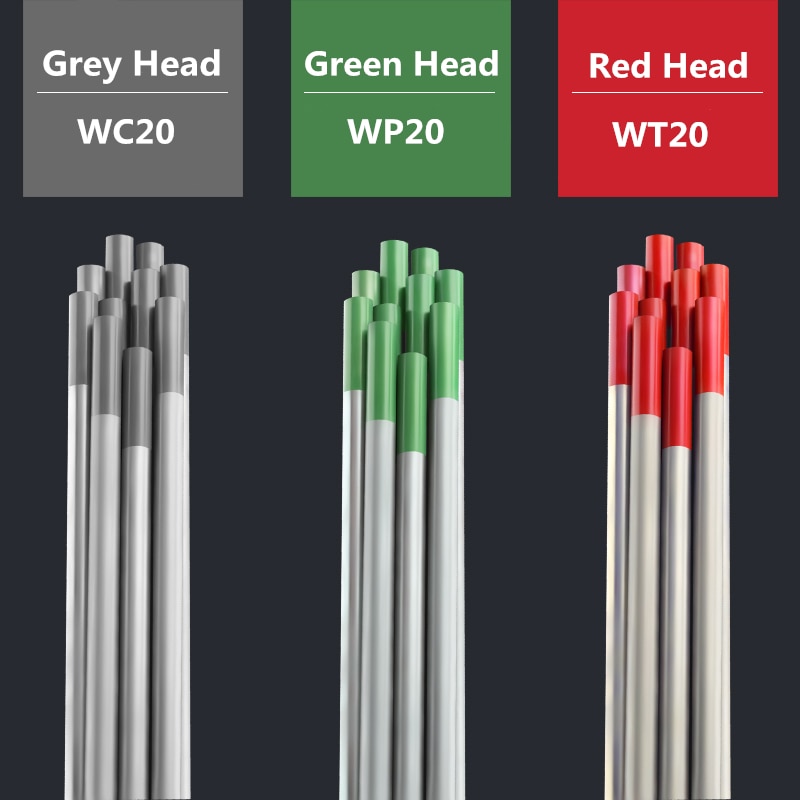 Electrodo de tungsteno gris WC20, cabezal gris de para soldadura TIG 1,6/2,0/2,4/3,0/3,2,