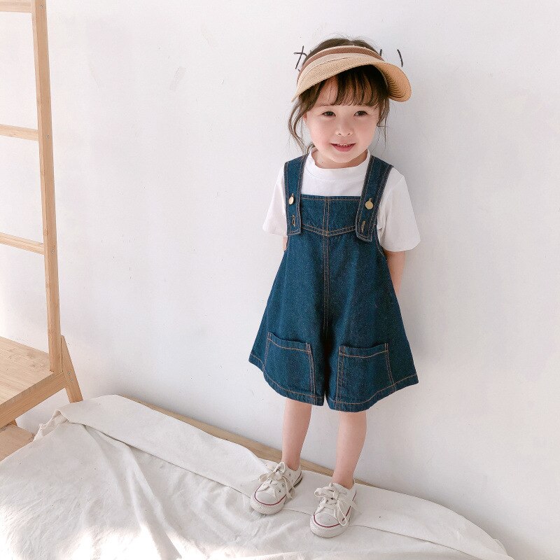 Summer Baby Girls Boys Denim Overalls Korean Style Kids Clothes Jeans Jumpsuits For Girls Kids Children Skirt Trousers