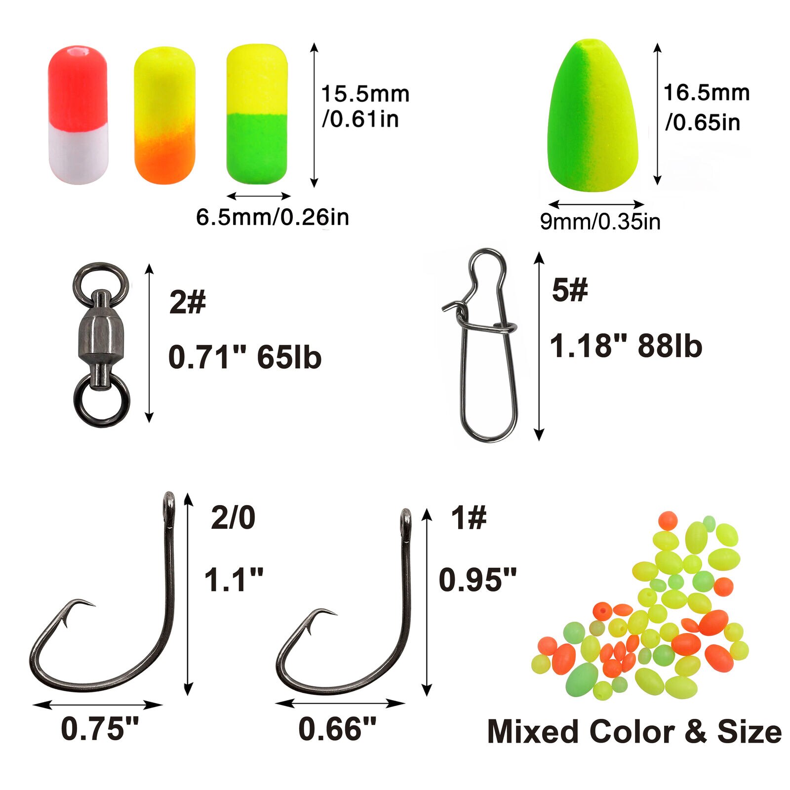 230pcs Pompano Rig Making Kit Surf Fishing Rig Float Bottom Rig Parts Snell Hook For Saltwater Fishiing Surf Fishing