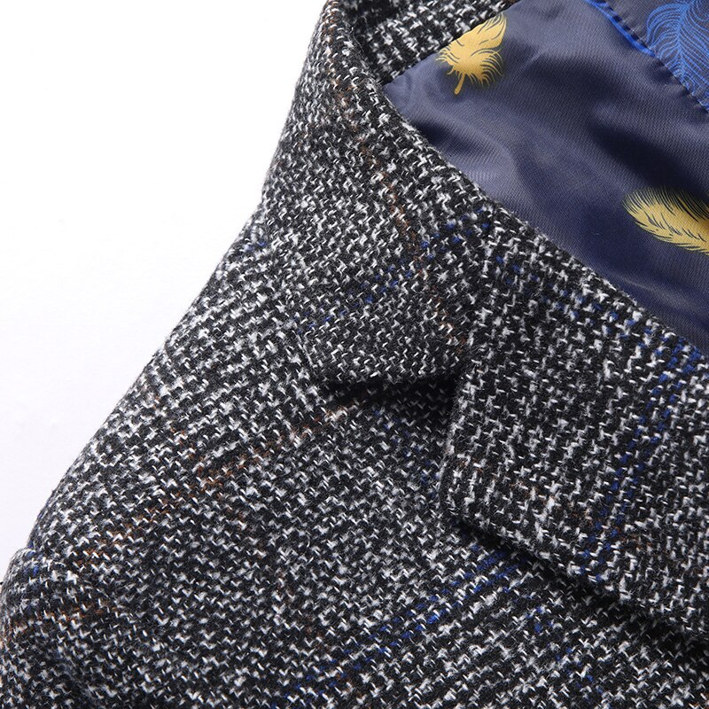 Mens Khaki Blazer Jackets Casual Dress Long Suit Jacket M-3XL Men Clothing Costume Homme