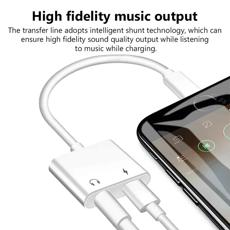 Kopfhörer-Audio-Adapter Lightning auf 3,5 mm Aux-Klinkenadapter Kopfhörer-Splitter für IPhone 14 13 12 11 Pro Max X XS