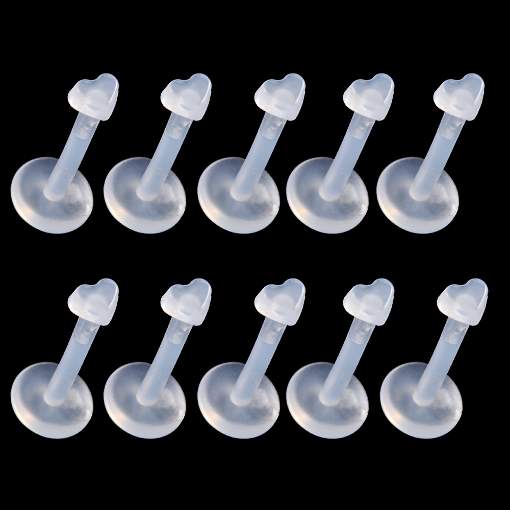 Helder acryl oor tragus helix kraakbeen piercing bioflex flexibele labret houder lip stud acryl basic piercing lichaamssieraden: WHITE / Silver Plated