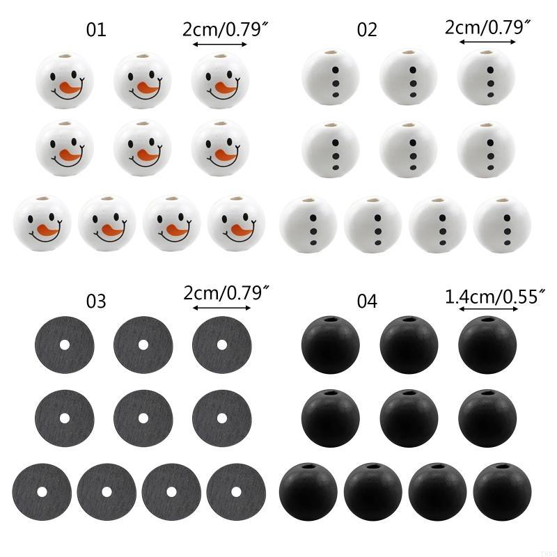 T8We 10 PCS Kerstmis houten kraal sneeuwpop houten kraal winter houten kraal losse ambacht houten kraal ronde kraal voor winter