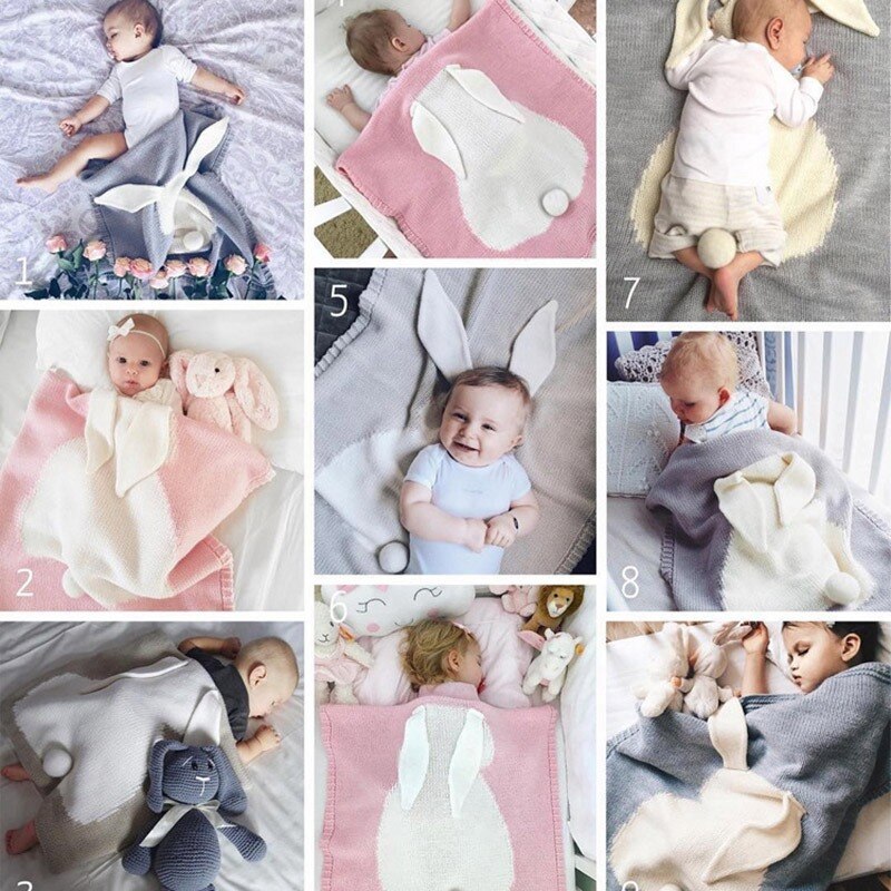 Cobertor com orelhas de coelho roupas com três tamanhos de coelho roupas infantis de malha infantil primavera inverno cobertor de dormir