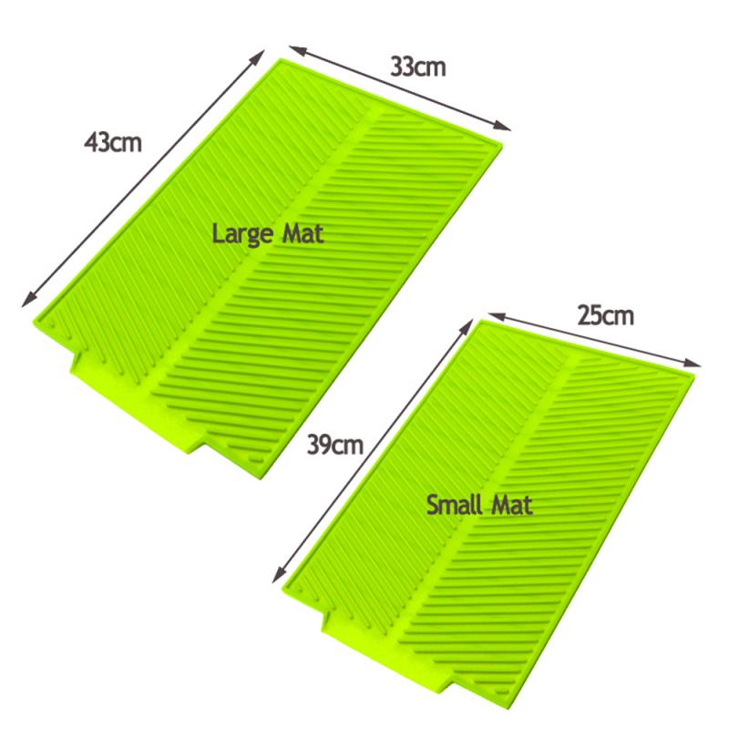 US-Silicone Dish Draining Mat Drainer Kitchen Pans Wash Up Tray Drying Board Mat