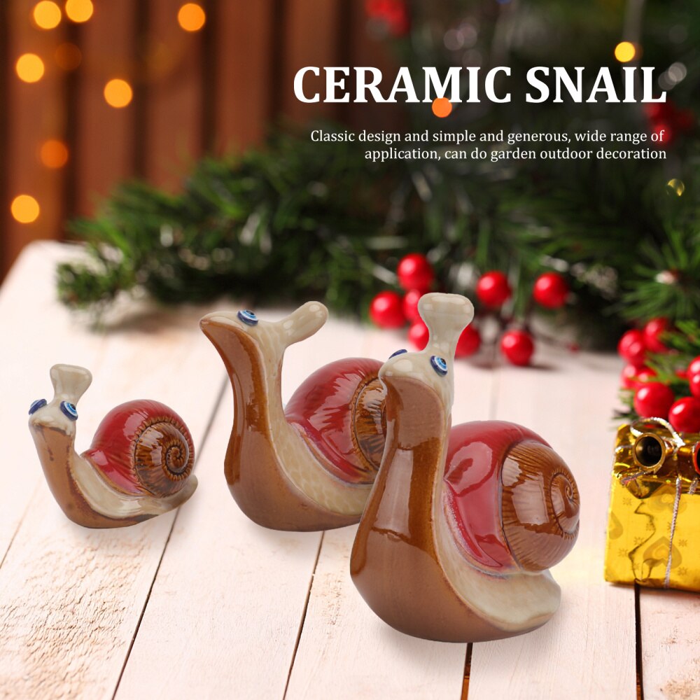 Adorno en forma de caracol para decoración de escritorio, cerámica artesanal, colores surtidos, 3 uds.