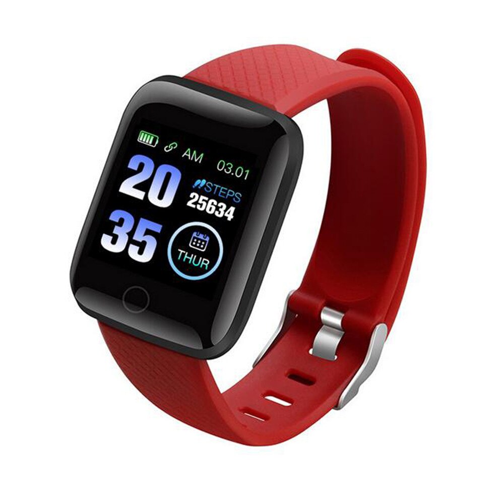 2021New D13 Smart Wristband Health Fitness Waterproof Sports Bracelet Full Screen Music Play Smart Watch Android Apple: Red
