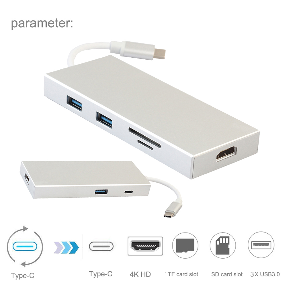 Digital AV Multi-Hafen Adapter Typ C zu 4K HDMI-kompatibel PD USB 3,0 TF SD Slot konverter