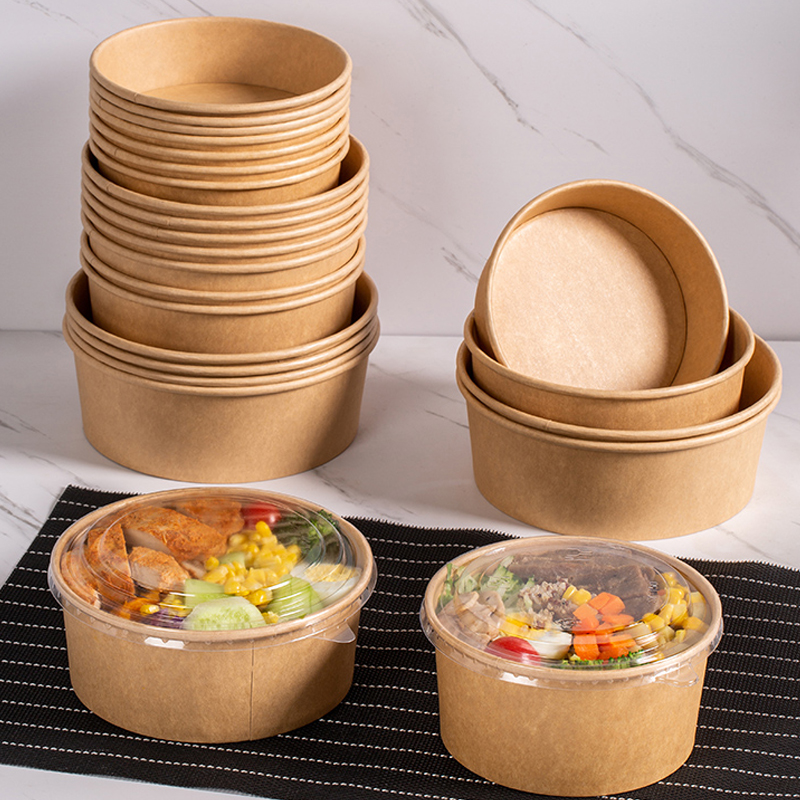 Cuencos de papel Kraft desechables, ensaladera de frutas, contenedores de embalaje de alimentos, fiambrera para recuerdo de , 10 Uds.