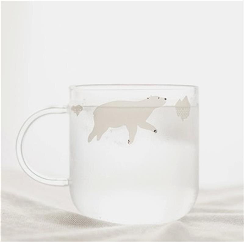 Wärme Beständig Glas Kaffee Becher Gedruckt Polar- Bär Pinguin Glas Wasser Tasse Glas Tee Becher Saft Glas Für Zu Hause Trinken utensilien
