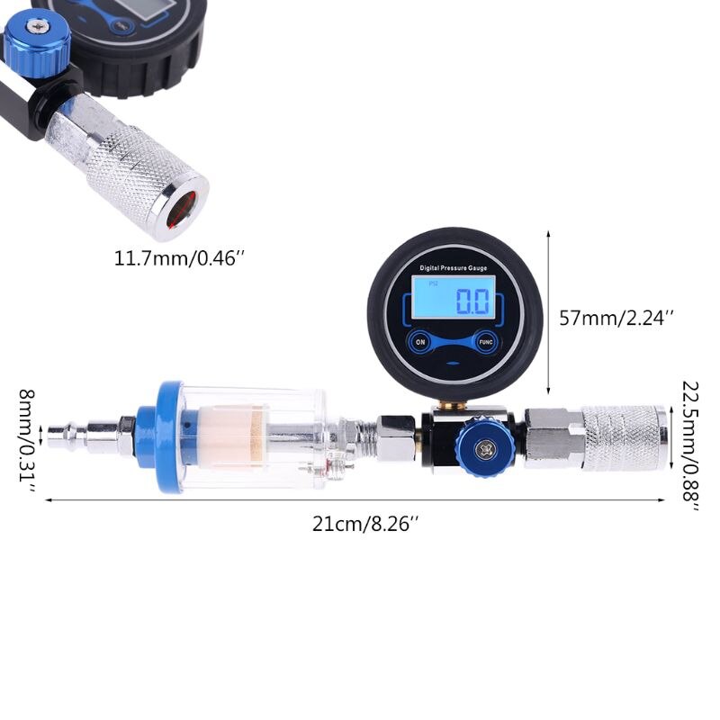 Digitale Spray-Gun Olie Water Separator Spray Pneumatische-Gun Air Regulator Gauge Fitting Met Drukregelaar