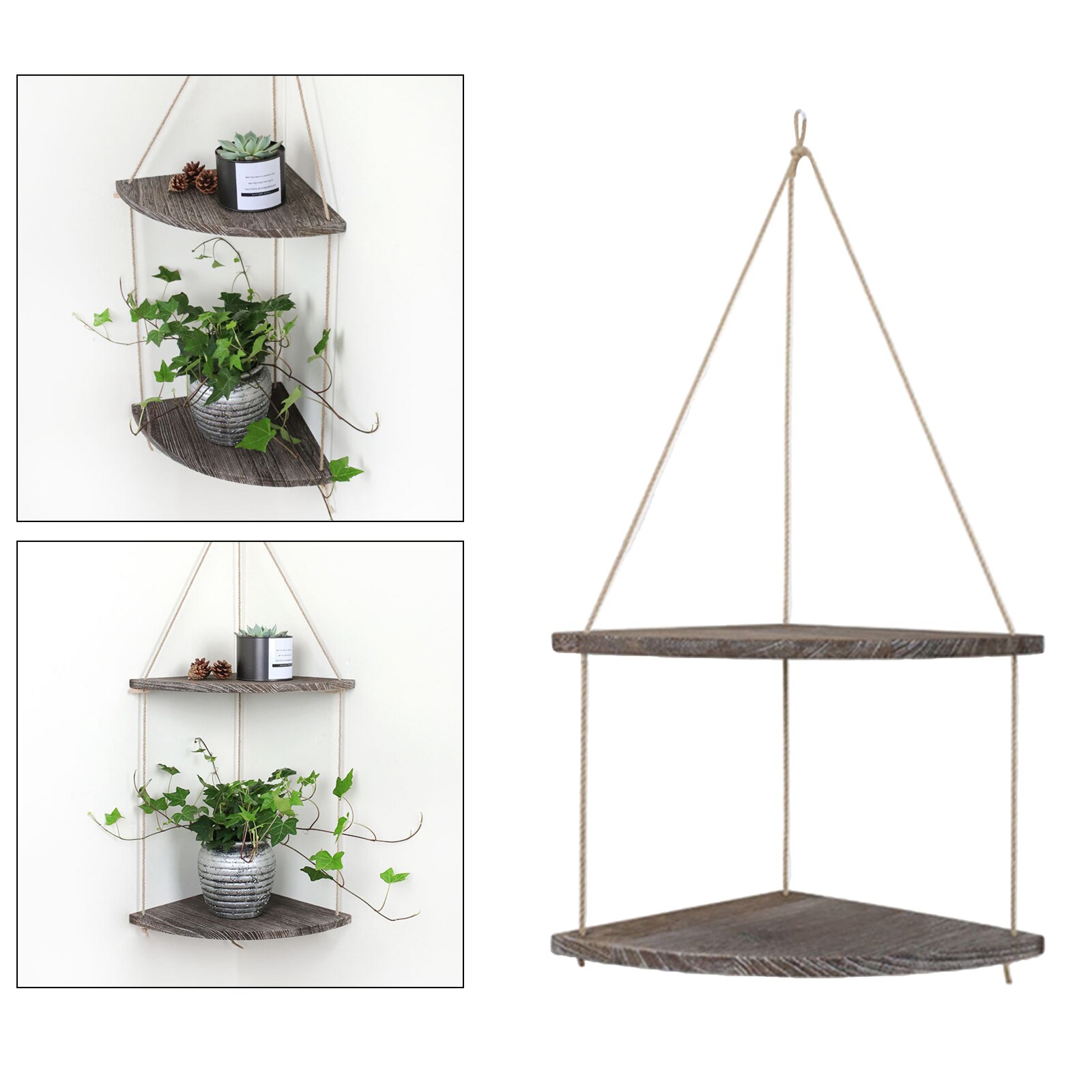 Estantes de esquina colgantes para exteriores, repisa de esquina de madera decorativa para jardín, cocina, baño y dormitorio, sala de estar y baño