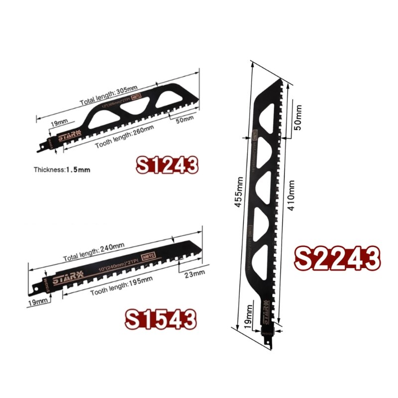 Demolition Masonry Reciprocating Saw Blade for Cutting Brick Stone Alloy Steel