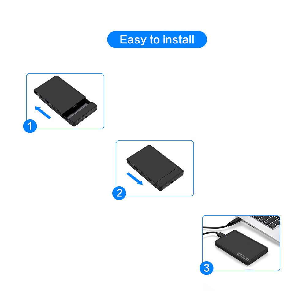 Boîtier pour disque dur externe SATA HDD/SSD 2.5 pouces, USB 3.0, Portable, sans outil, haute vitesse
