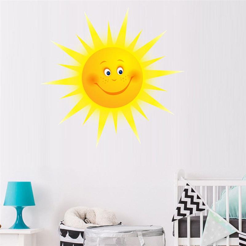 Cute Sun Wall Sticker Wallpaper Unique Wall Decal Decorative Sticker for Living Room Home Bedroom