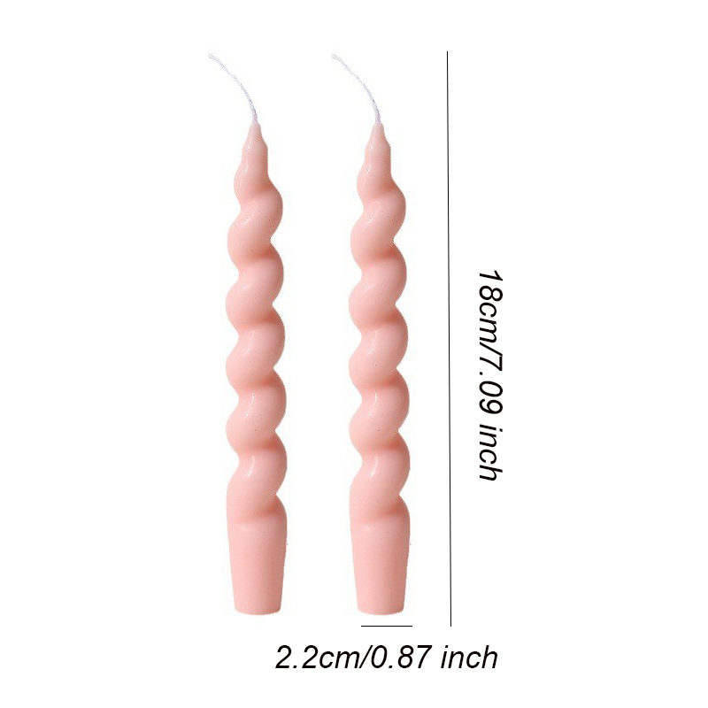 2 Stuks Lange Versierd Kaarsen Spiraal Vormige Geurkaars Home Decor Accessoires Lange Staaf Twisted Aroma Kaarsen Huishoudelijke Kaarsen: Roze
