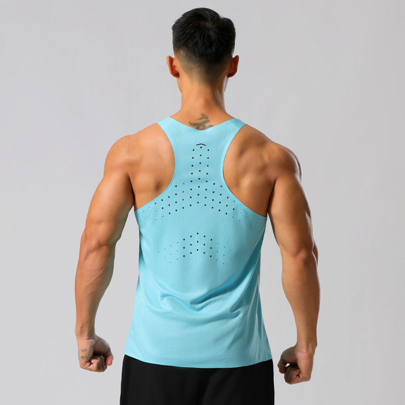 Herre gym t-shirt gade ærmeløse t-shirts hurtigtørrende tanktoppe træning fitness singlets mesh åndbar sport vest