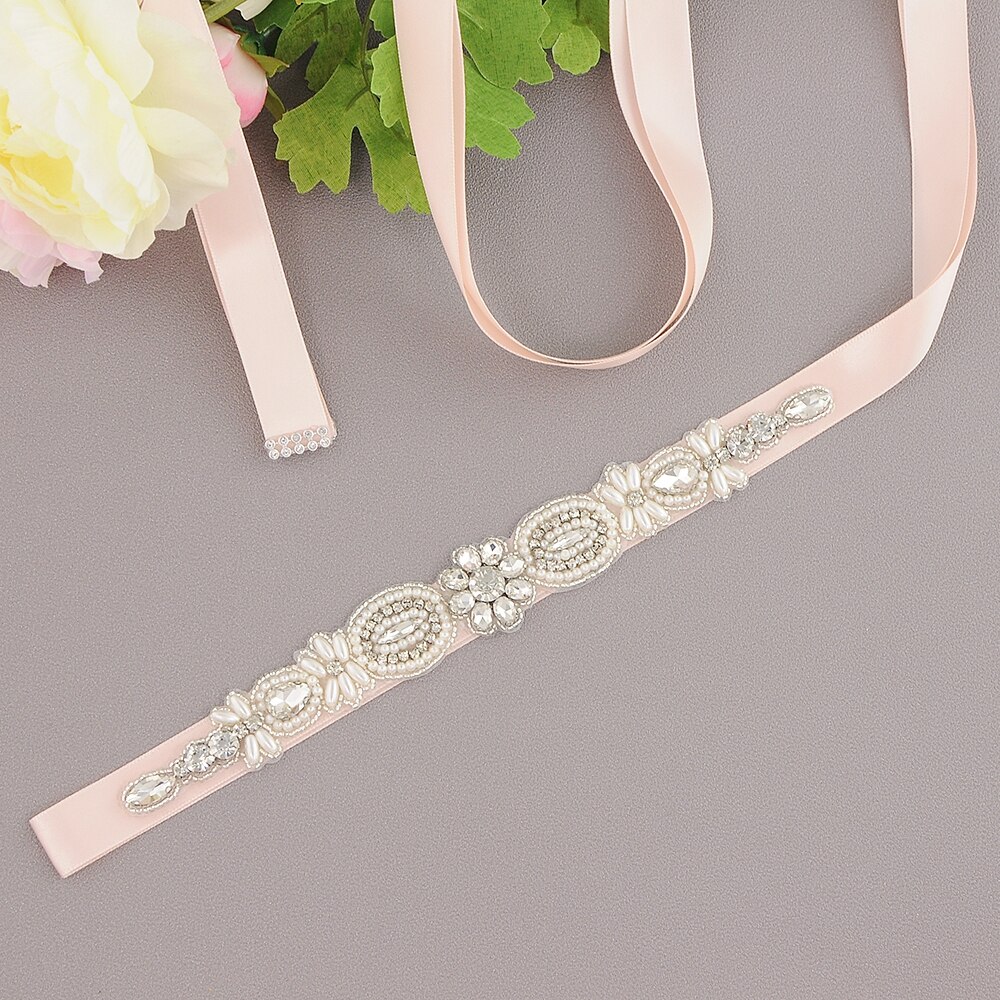 ZMS43 Rhinestone Belt Wedding Belt Evening Dress Belt Bridal Belt Bridesmaid Sash Sparkly Belt Belt for Evening Party Prom Gown: Baby pink