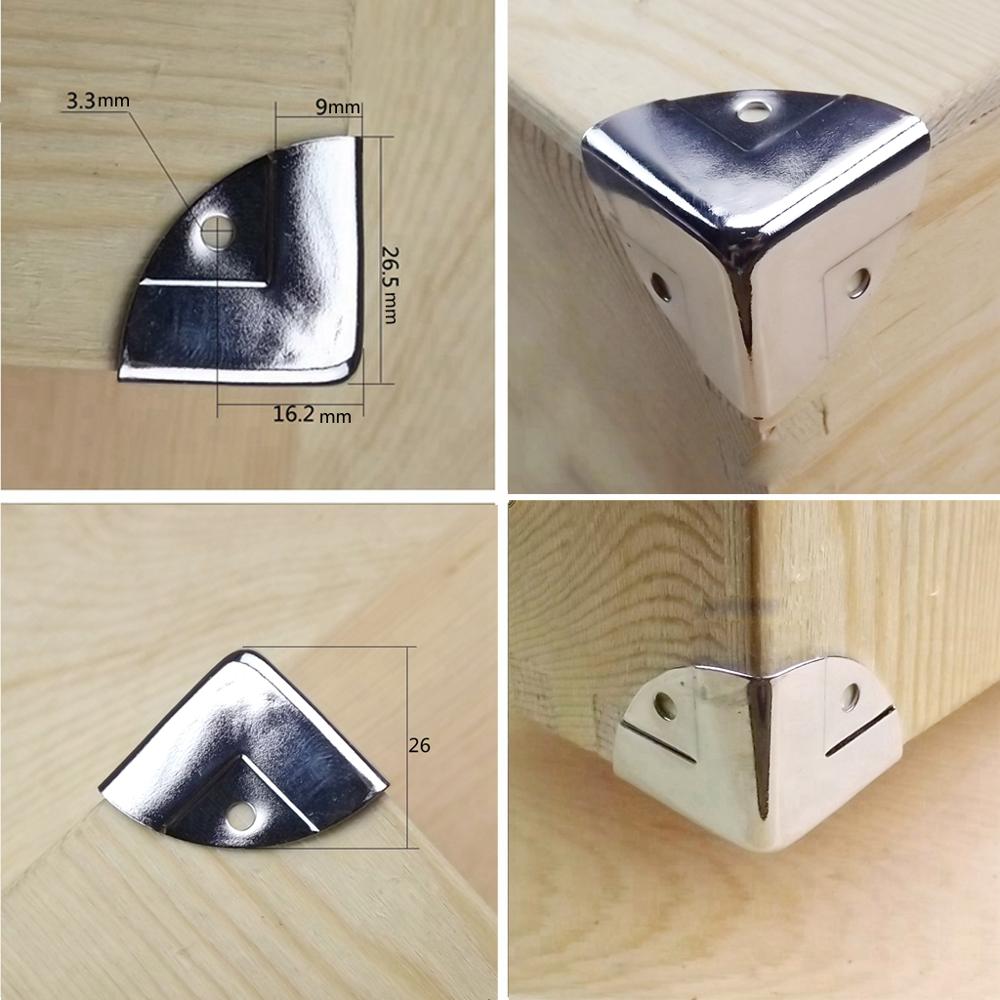 12 Stuks Zilveren Kabinet Trunk Hoekbeschermer Meubels Case Box Hoek Decoratieve