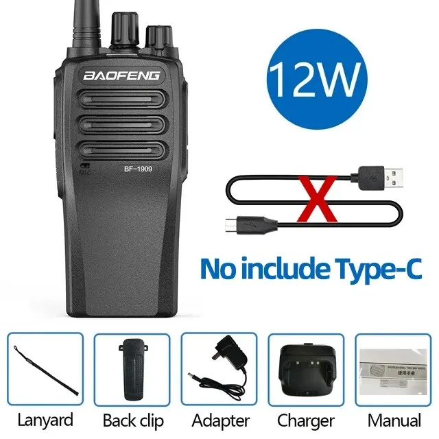 BaoFeng BF 1909 12W High Power Walkie Talkie Long Range Two Way Radio Type C Charging Transmitter Upgrade BF 888S UV 5R UV 82: Red / US