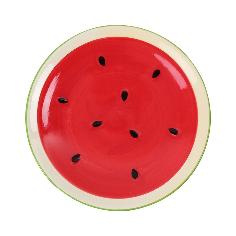 Plato plano de fruta con de naranja para comida, vajilla de ensalada pintada a mano, juego de vajilla de dibujos animados, plato de almuerzo para niños, 1 uds.