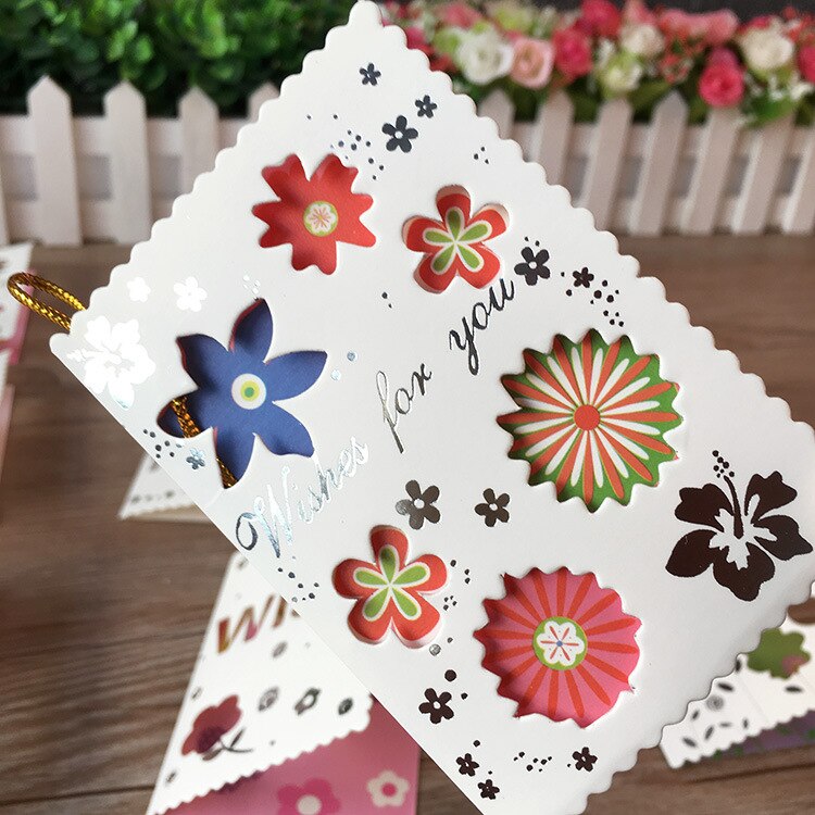 160 pièces/ensemble Mini petite fleur carte de voeux creuse avec enveloppes or paillettes 3d Pop Up meilleurs voeux blanc merci cartes