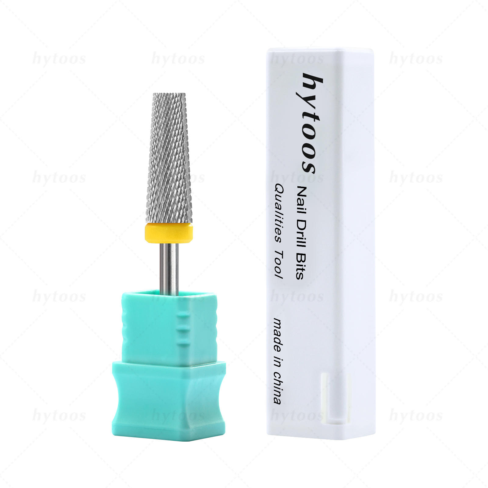 HYTOOS 5 en 1 brocas para uñas 16mm punta de carburo cónico superior plano quitar herramienta de Gel taladros eléctricos archivo accesorios de manicura: Verde claro