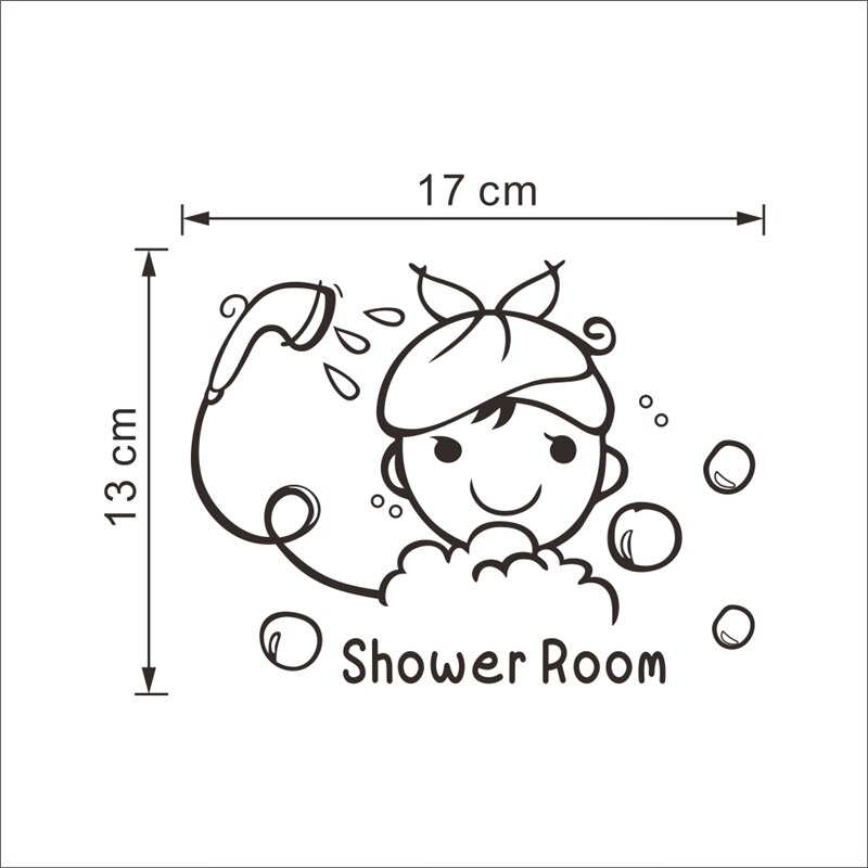 Funny Wall Stickers Bathroom Glass Door Stickers Cute Children Girl Shower Sticker Waterproof Removable Vinyl Decor Decal