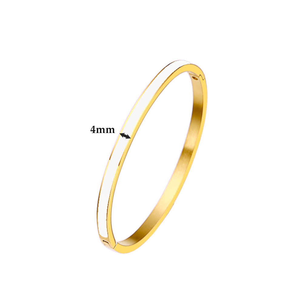G & D Luxe Kleurrijke Oranje Enamel Bangles Armbanden Voor Vrouwen Party Bangles Originele Roestvrij Stalen Sieraden: Goud-kleur