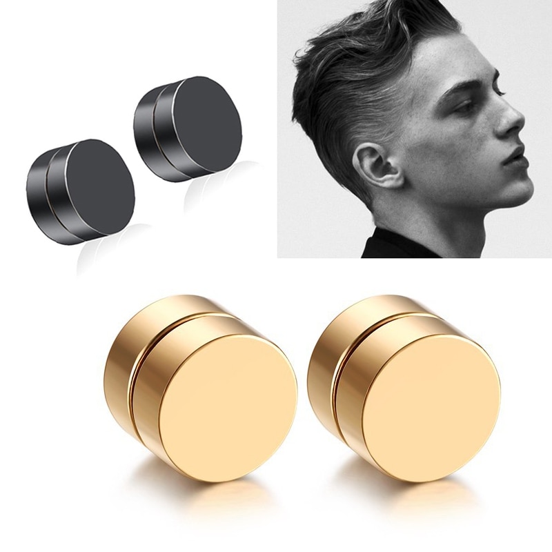 2020 aço inoxidável orelha ímã clipe brincos sem furo piercing titânio não perfurado brincos para homens preto punk
