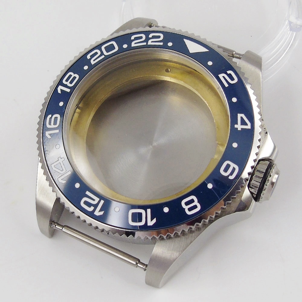 Fit NH35 Automatic Men Watch Case 43mm Sapphire Glass Solid Backcover Rotating Bezel