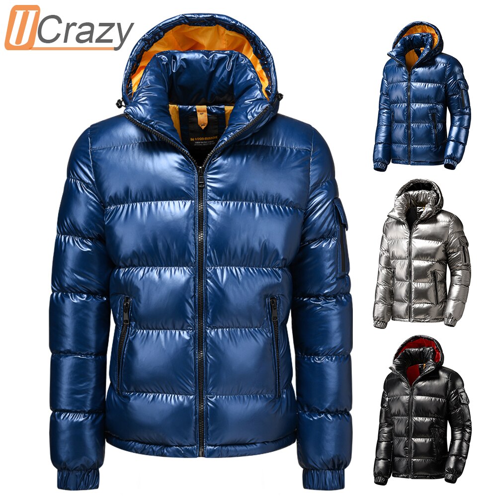 Veste Parka métallique brillante pour homme, vêtement d'extérieur, , épais, imperméable, coupe-vent, détachable, automne hiver