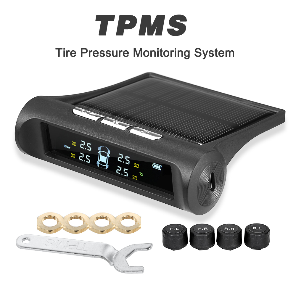 Tpms Bandenspanningscontrolesysteem Universele Draadloze Real-Time Display 4 Banden 'Druk En Temperatuur Met 4 Externe Sensor