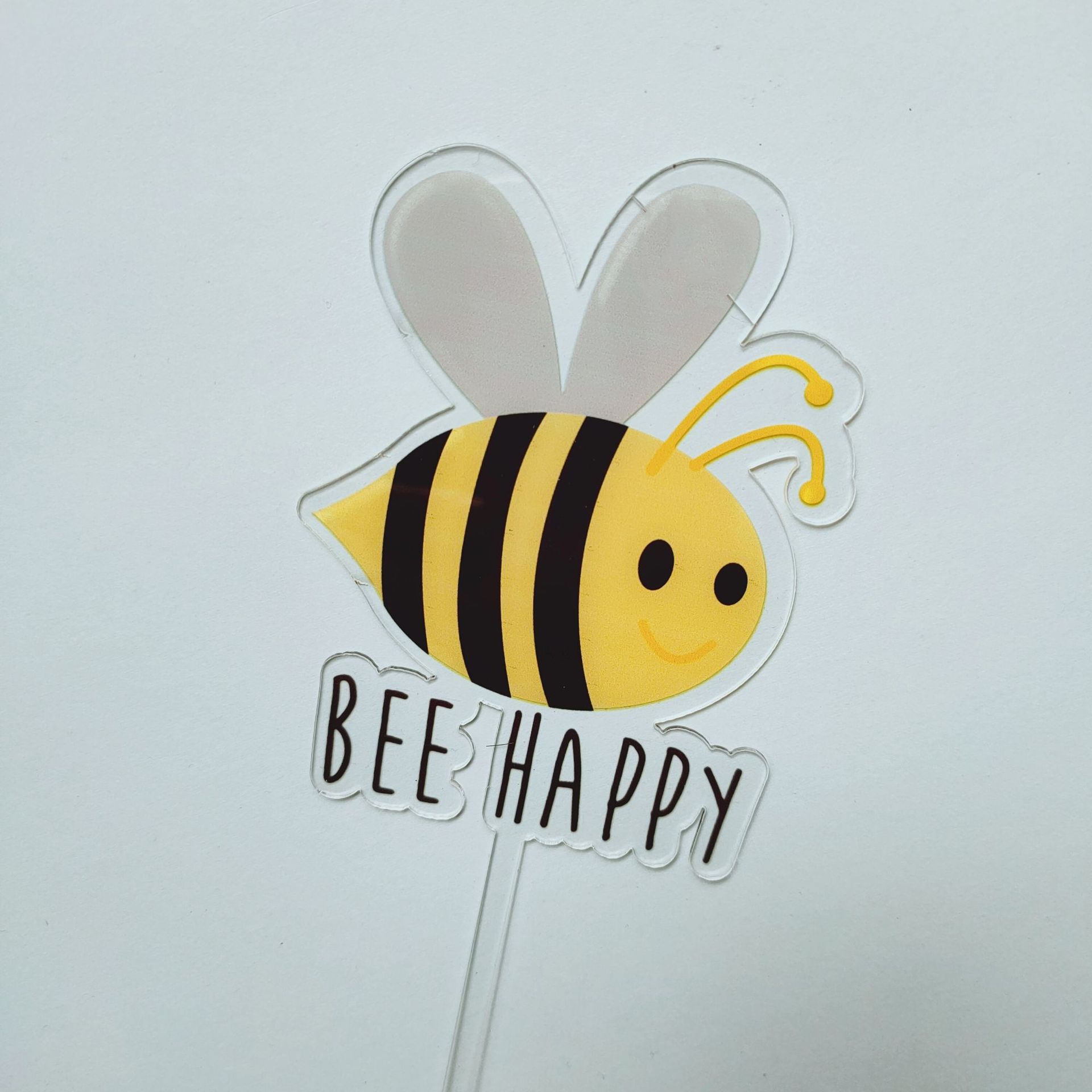 Cute Little Bee Acrylic Happy Birthday Cake Topper Animal Theme Birthday Cake Toppers for Kids Birthday Party Cake Decorations: 5
