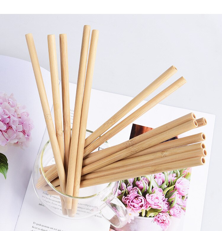 5Packs 8*200mm Eco-Friendly Bamboo Drinking Straws cutlery Reusable Suitable for Party /Birthday/Wedding /Bar/restaurant Tools: Default Title