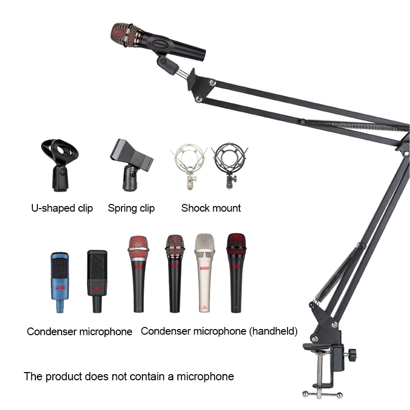 Microphone Scissor Arm Stand Recording Holder Tripod Microphone Stand F2 With A Spider Cantilever Bracket Universal Shock Mount