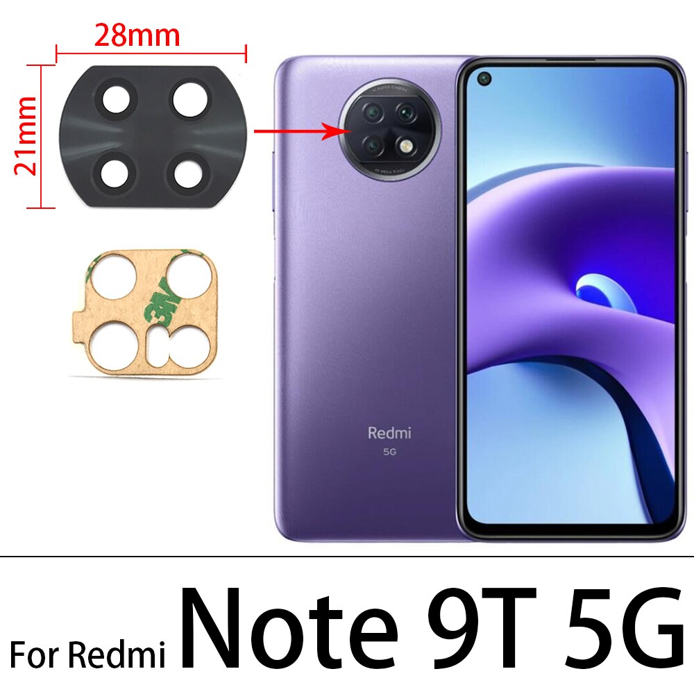 10Pcs/lot Redmi Note 10 Rear Back Camera Glass Len With Glue Sticker For Xiaomi Redmi Note 5 6 7 8 8T 9S 9 10 Pro Max Glass Lens: Note 9T 5G