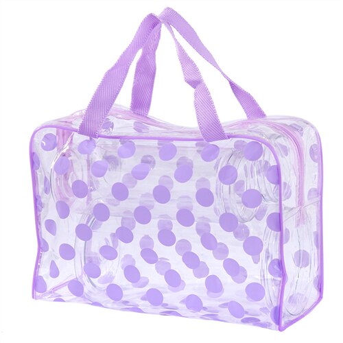 Cosmetische Tas Mode Dot Vrouwen Reizen Transparant Pvc Waterdichte Neceser Make Up Tassen Make Pouch Wassen Toilettas Tote Bag Case: Purple