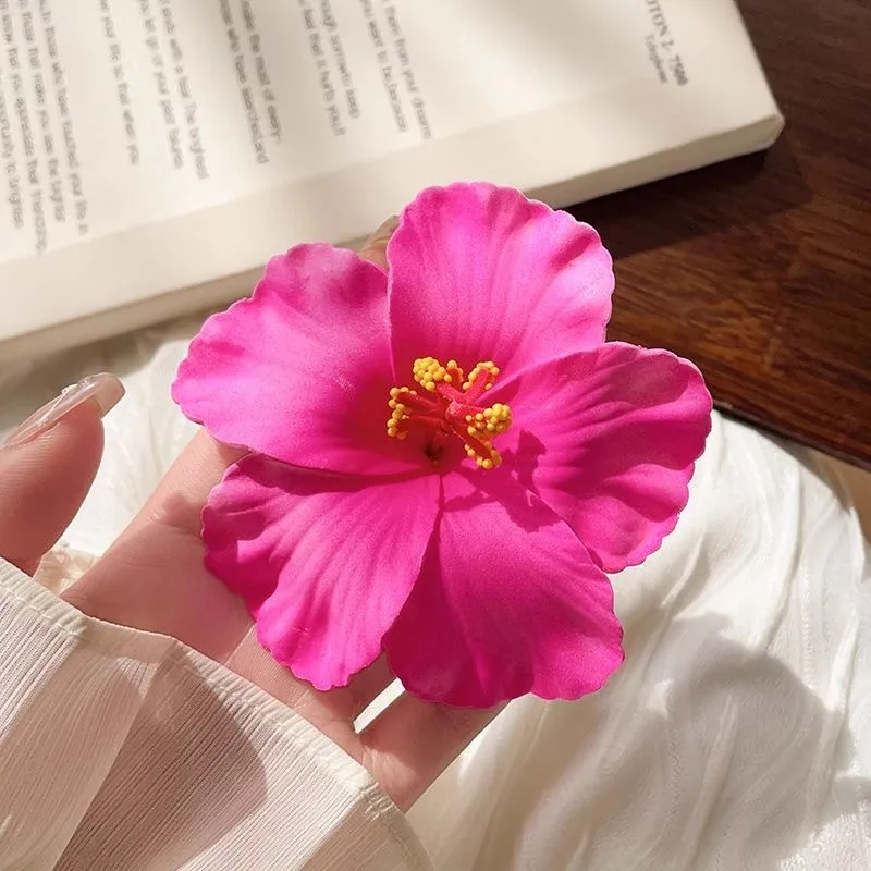Hawaiiaanse bloem haarspeldjes Plumeria Hibiscus bloemen haarspeldjes bruids haarspelden Rose haarspeld sieraden zomer strand reizen: Rood