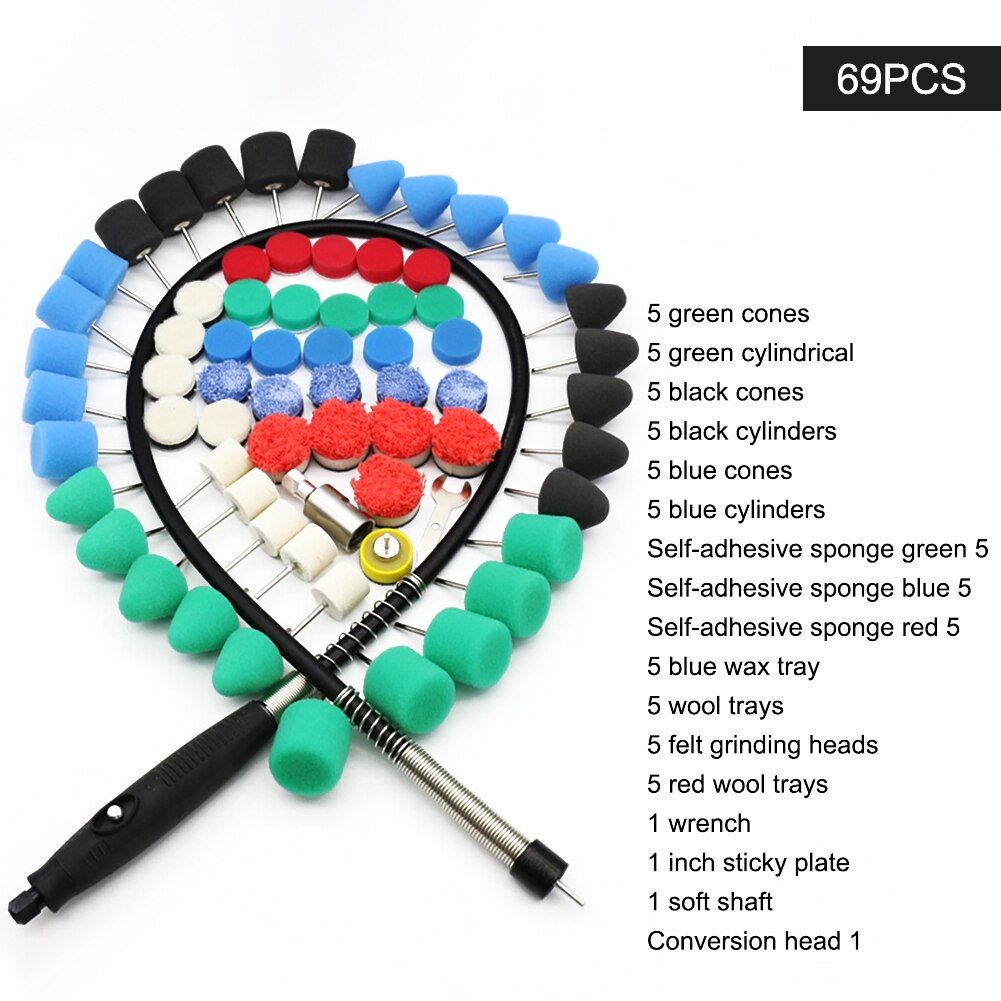 Mini Polishing Kit for Car Beauty Detailing Polisher with Extention Tools Car Polishing Pads Kit for Rotary Polisher