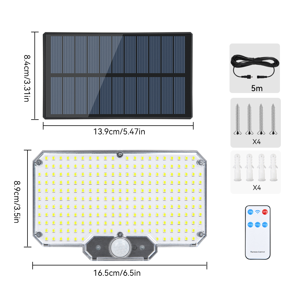 Super Bright Solar Light Outdoor Motion Sensor Solar Strong Power LED Garden Yard Park Wall Lamp IP65 Waterproof 3 Modes: Blue