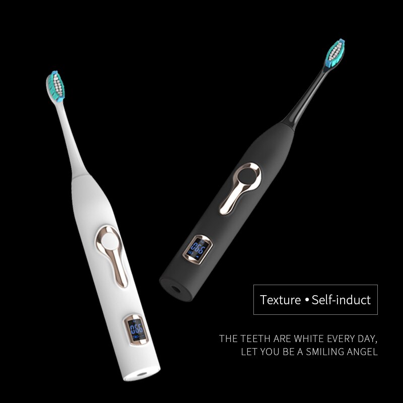 Here Mega Sonic Electric Toothbrush Smart Rechargeable Adult Toothbrush heads Replaceable Whitening waterproof LCD Screen 608