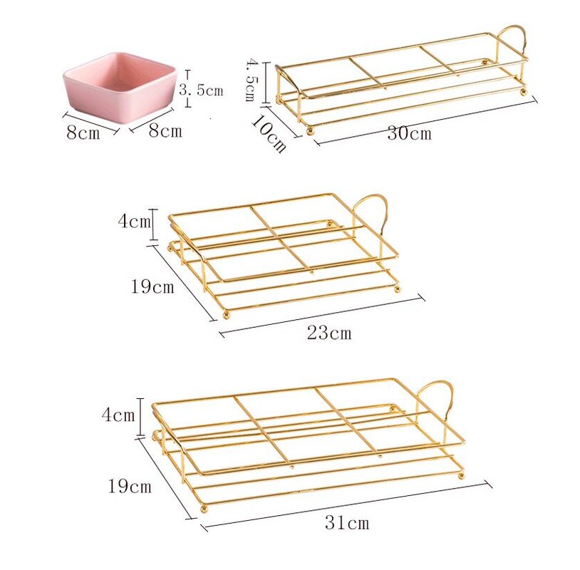 Ceramic Food Tray Dessert Serving Cake Trays Decorative with Iron Stand Kitchen Grid Nut Snack Candy Organized Decoration Trays
